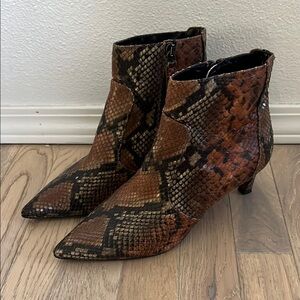 Aquatalia Brown Ankle Boots with Snake Print